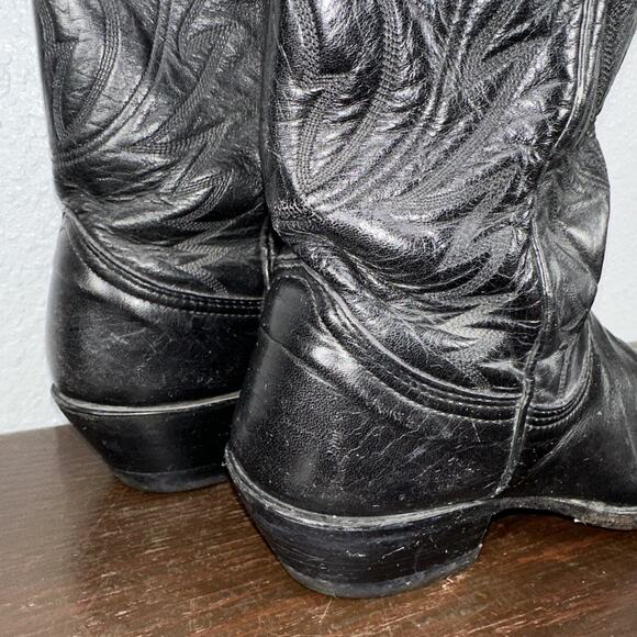 Vintage Nocona Cowboy Boots Men\'s Size 8 Black Leather 7501 Deertan Western main image 10